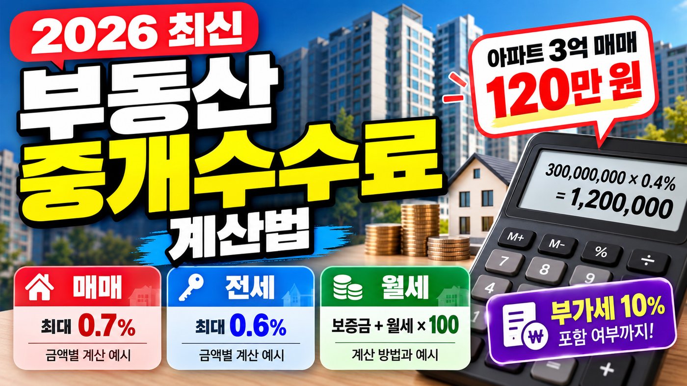 2026 부동산 중개수수료 계산법 매매·전세·월세 요율표와 금액별 계산 예시